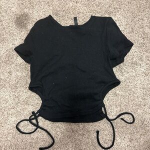 H&M Black Short Sleeve Top with Drawstring Sides
